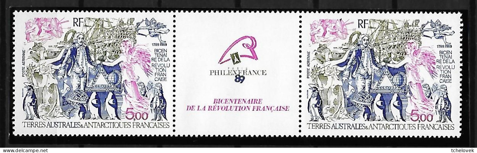 TAAF FSAT. Yt N° PA 106 A La Curieuse & PA 107A Philexfrance 89 Bicentenaire De La Revolution - Poste Aérienne