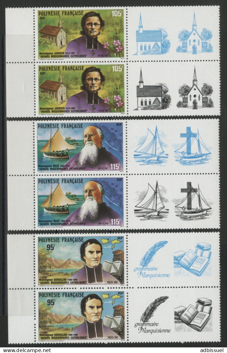 POLYNESIE N° 292 à 293 En PAIRES Verticales Avec Vignettes Neuves ** (MNH) TB - Nuevos