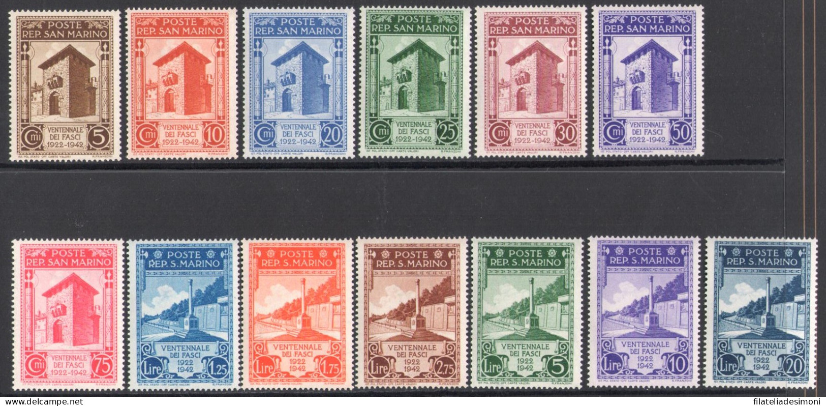 1943 SAN MARINO, N. 240/52 Ventennale Dei Fasci Sammarinesi, Non Emessi - MNH** - Other & Unclassified