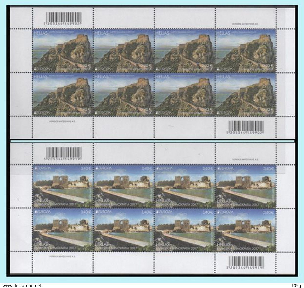 GREECE- GRECE- HELLAS- EUROPA  CEPT  24-05-17: 0.90 And 3.40euro Compl.Sheetlet BRIDGES MNH** - Ungebraucht