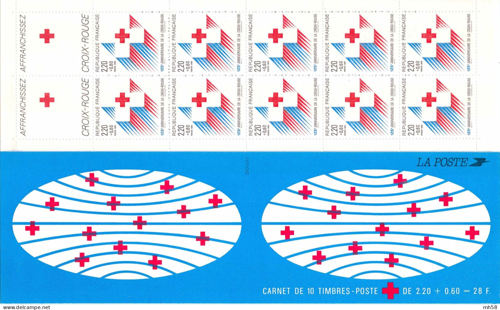 FRANCE 1988 - Croix-Rouge 125° Anniversaire - Bande Carnet N° BC 2037 Non Pliée Neuf ** - Croix Rouge