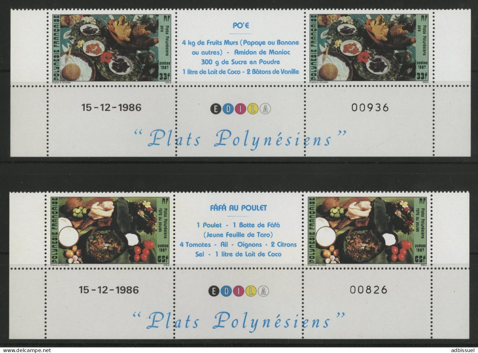 POLYNESIE N° 278A + 279A Neufs ** (MNH) Avec Coin Daté 15/12/86 TB - Nuovi