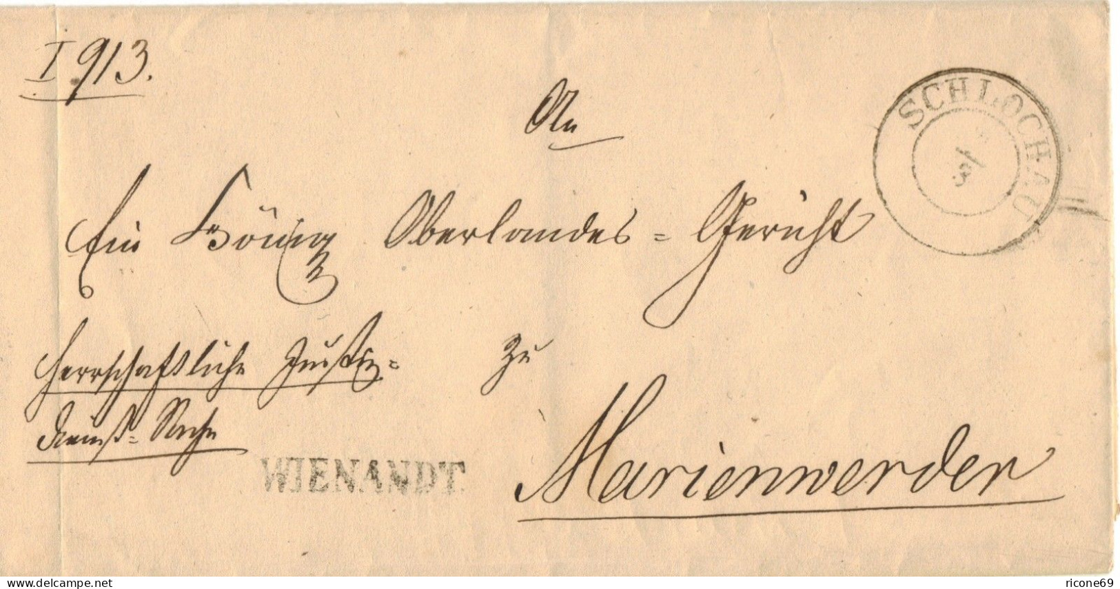 Preussen, K2 SCHLOCHAU Auf Dienst Brief M. Beamtenstempel Nach Marienweder. #865 - Storia Postale