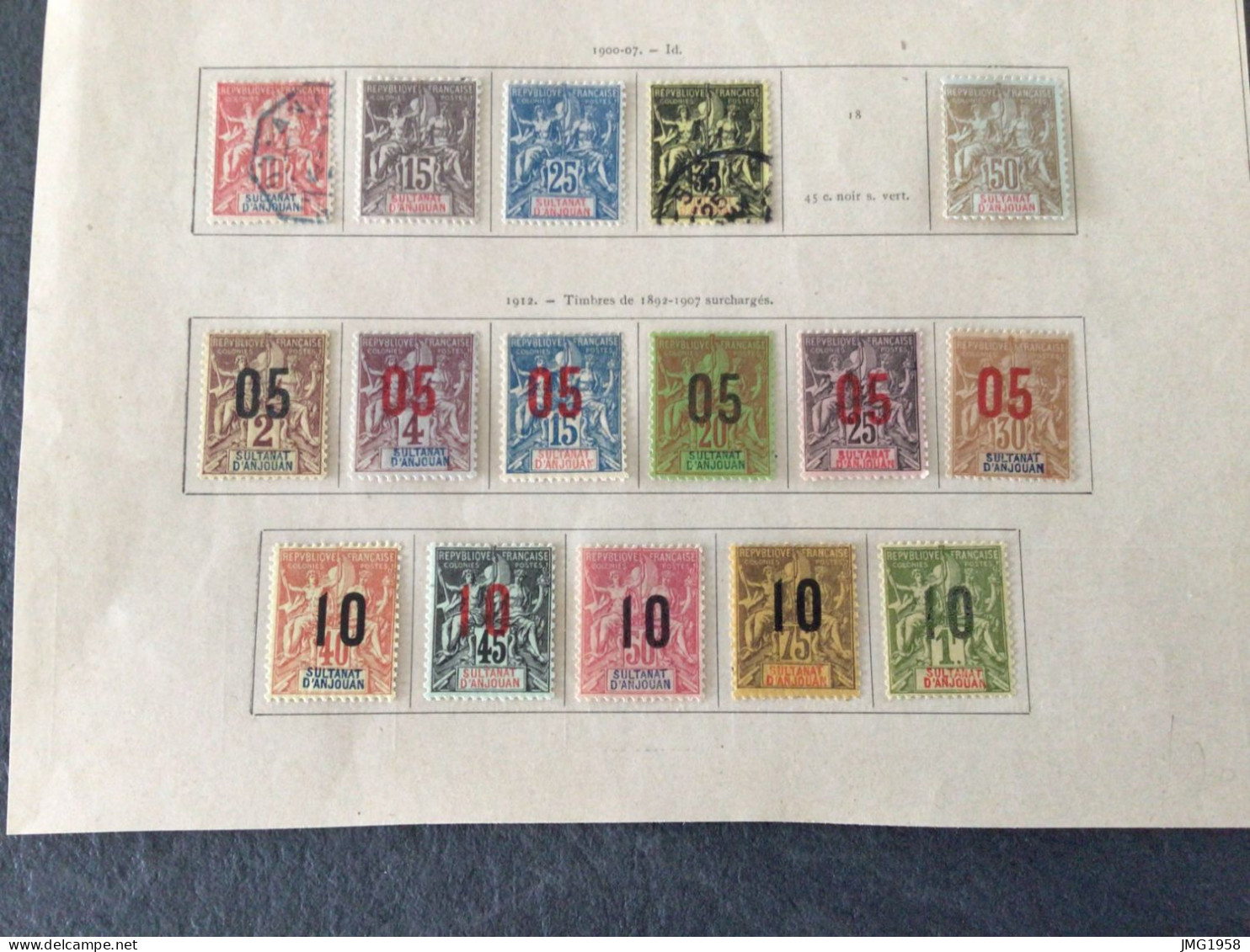 JOLI LOT TIMBRES PROTECTORAT FRANCAIS : SULTANAT D ANJOUAN - 1892-1912. - Other & Unclassified