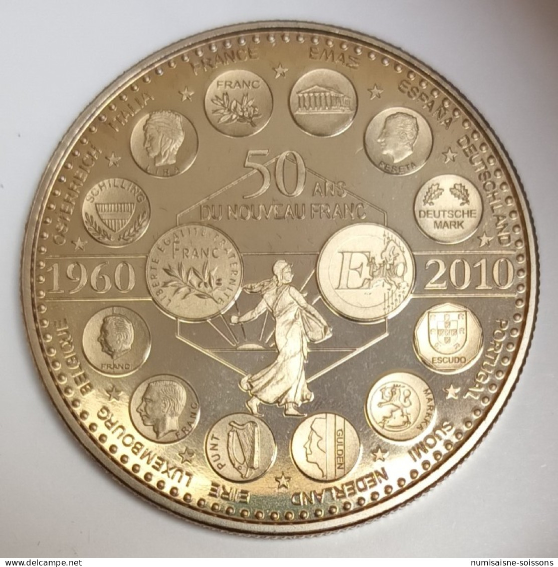 FRANCE - MÉDAILLE - L'EUROPE DES XXVII - 50 ANS DU NOUVEAU FRANC - 1960 - 2010 - BE - Sonstige & Ohne Zuordnung