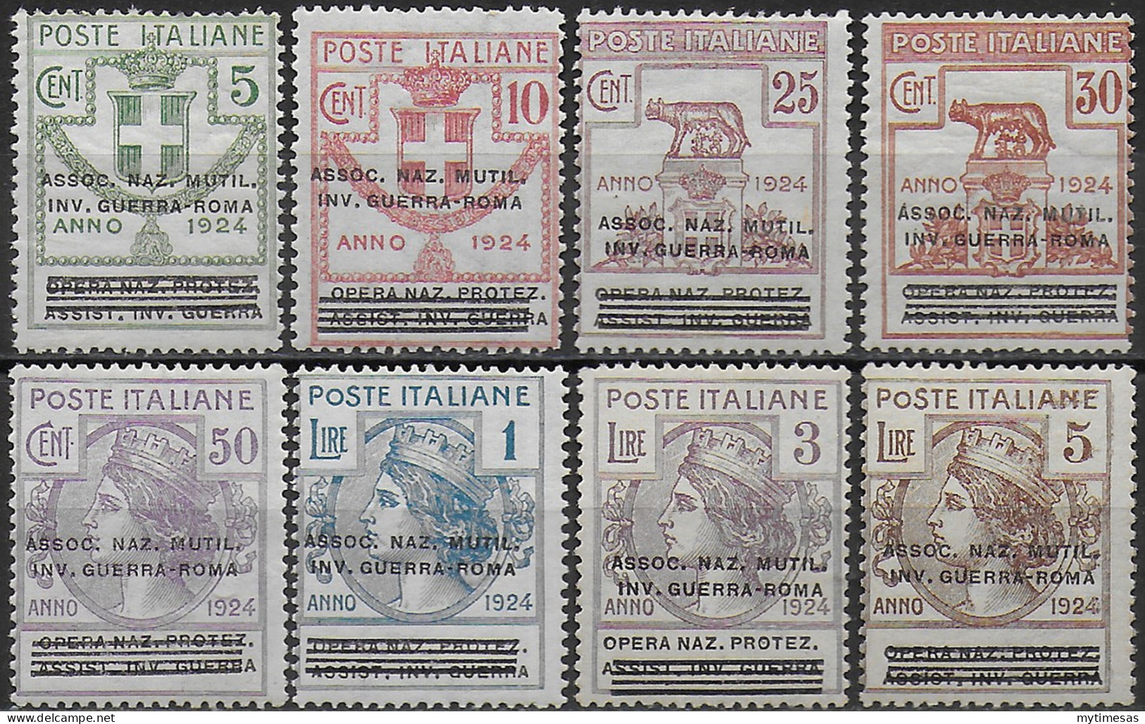 1924 Italia Parastatali Overprinted 8v. Sorani MNH Sassone N. 70/77 - Altri & Non Classificati