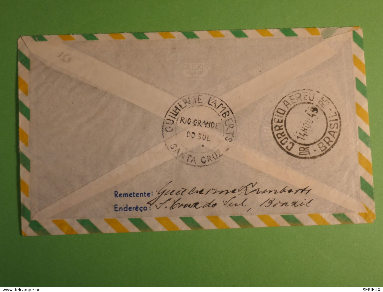 DN1 BRASIL LETTRE  1949  ST CRUZ  A  GERMANY   ++AFF. INTERESSANT +++ - Storia Postale