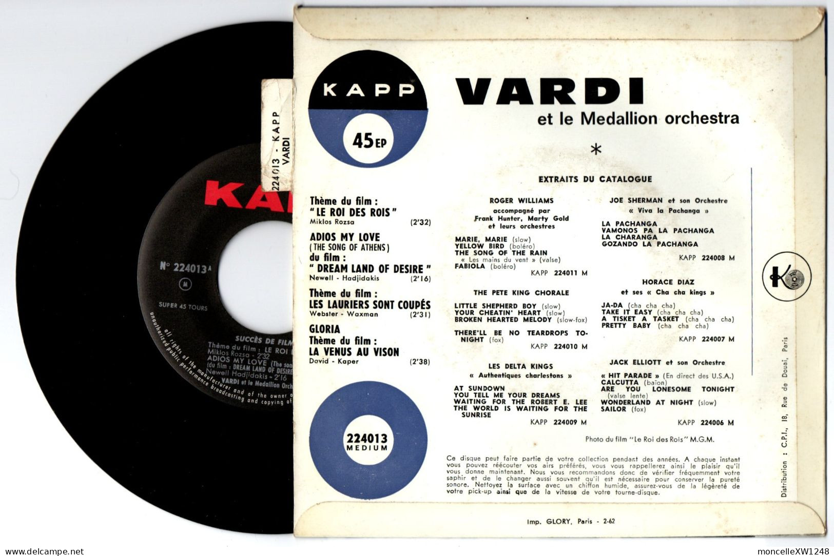 Vardi Et Le Médallion Orchestra - 45 T EP Le Roi Des Rois (1962) - 45 G - Maxi-Single