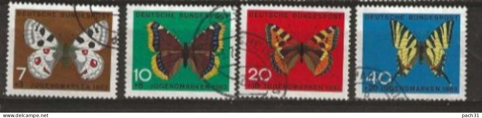 RFA N° YT  248 à 251 Oblitérés 1962  Papillons - Used Stamps