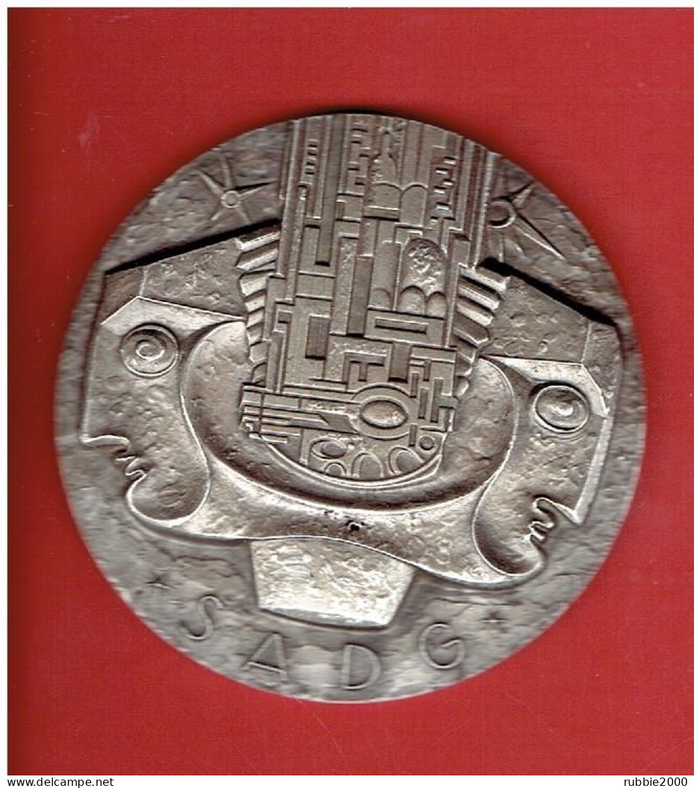 MEDAILLE ARGENT 1970 SADG SOCIETE ARCHITECTE DIPLOME PAR LE GOUVERNEMENT DESSIN OTELLO ZAVARONI GRAVEUR GEORGES SIMON - Firma's