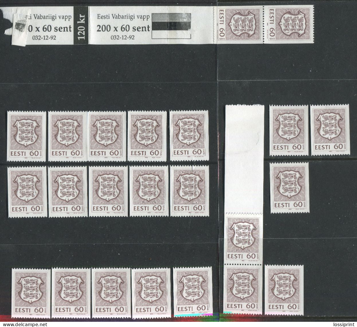 Estonia:Unused Stamps 60 Cents Coat Of Arm First And Last Stamp With All Numbered Stamps 1993, MNH - Estland