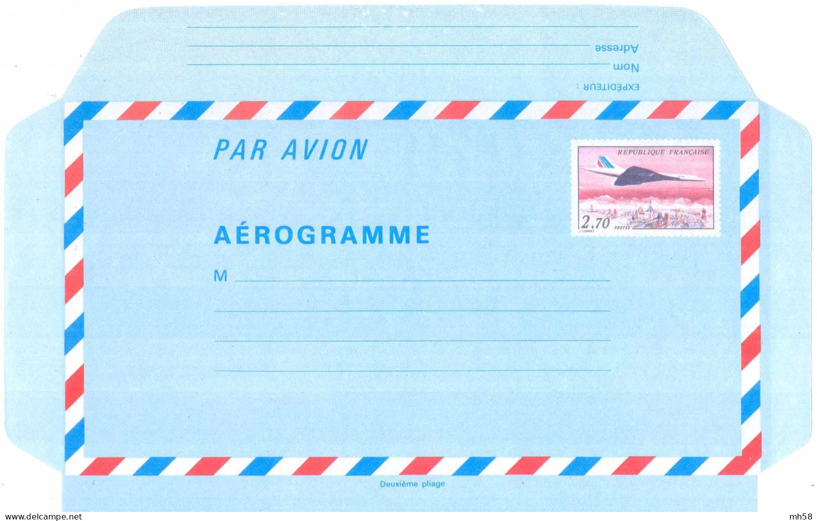 Entier FRANCE 1982 - Aérogramme Neuf ** - 2f70 Concorde Survolant Paris Multicolore - Aerogramas