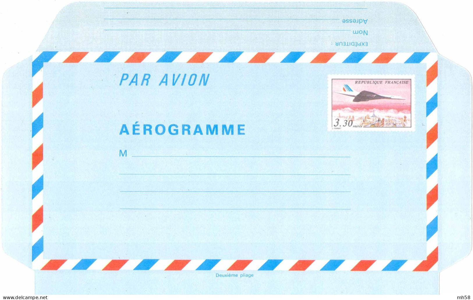 Entier FRANCE 1984 - Aérogramme Non Plié Neuf ** - 3f30 Concorde Survolant Paris Multicolore - Aerogramas