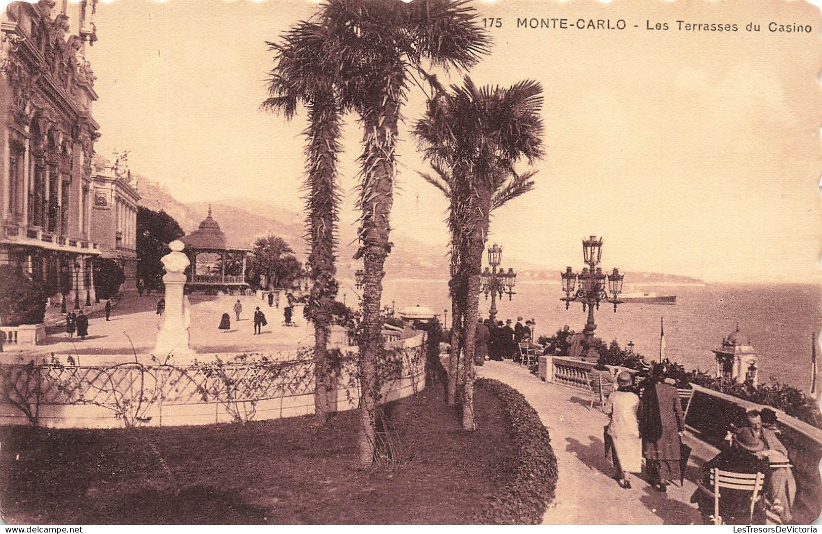 MONACO - Mont Carlo - Les Terrasses Du Casino - Vue Générale - Animé - Vue Sur La Mer - Carte Postale Ancienne - Monte-Carlo