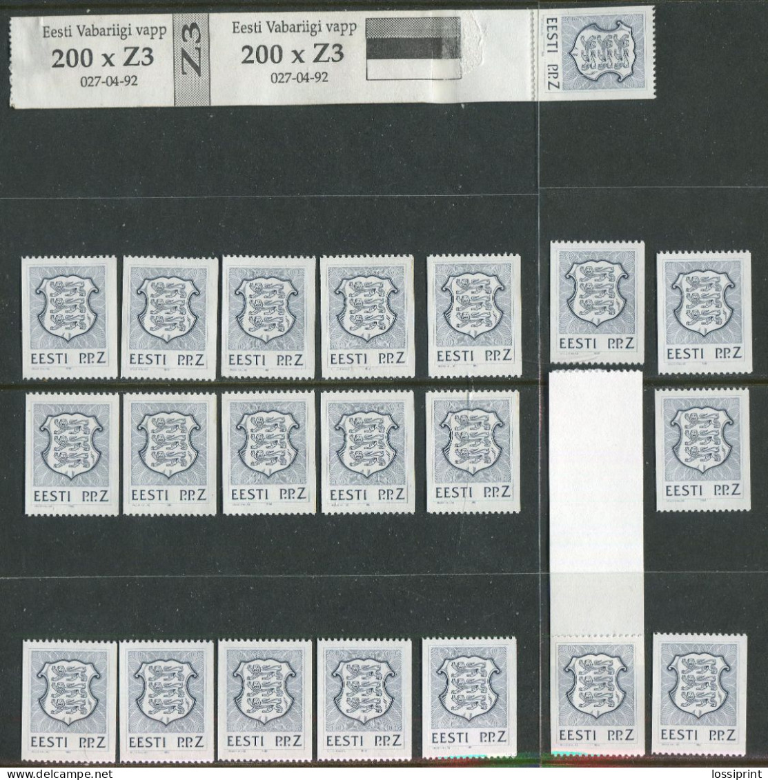 Estonia:Unused Stamps P.P.Z. 3rd Issue Coat Of Arm First And Last Stamp With All Numbered Stamps 1992, MNH - Estonia