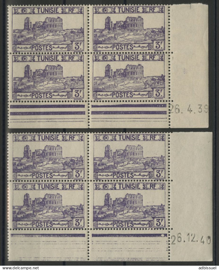 TUNISIE N° 220 2 Blocs Avec Coin Daté Du 26/4/39 Et 26/12/40 Neufs Sans Charnière ** (MNH) TB - Neufs