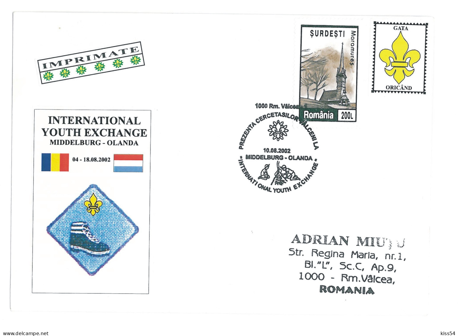 SC 55 - 1330 Scout ROMANIA - Cover - Used - 2002 - Brieven En Documenten