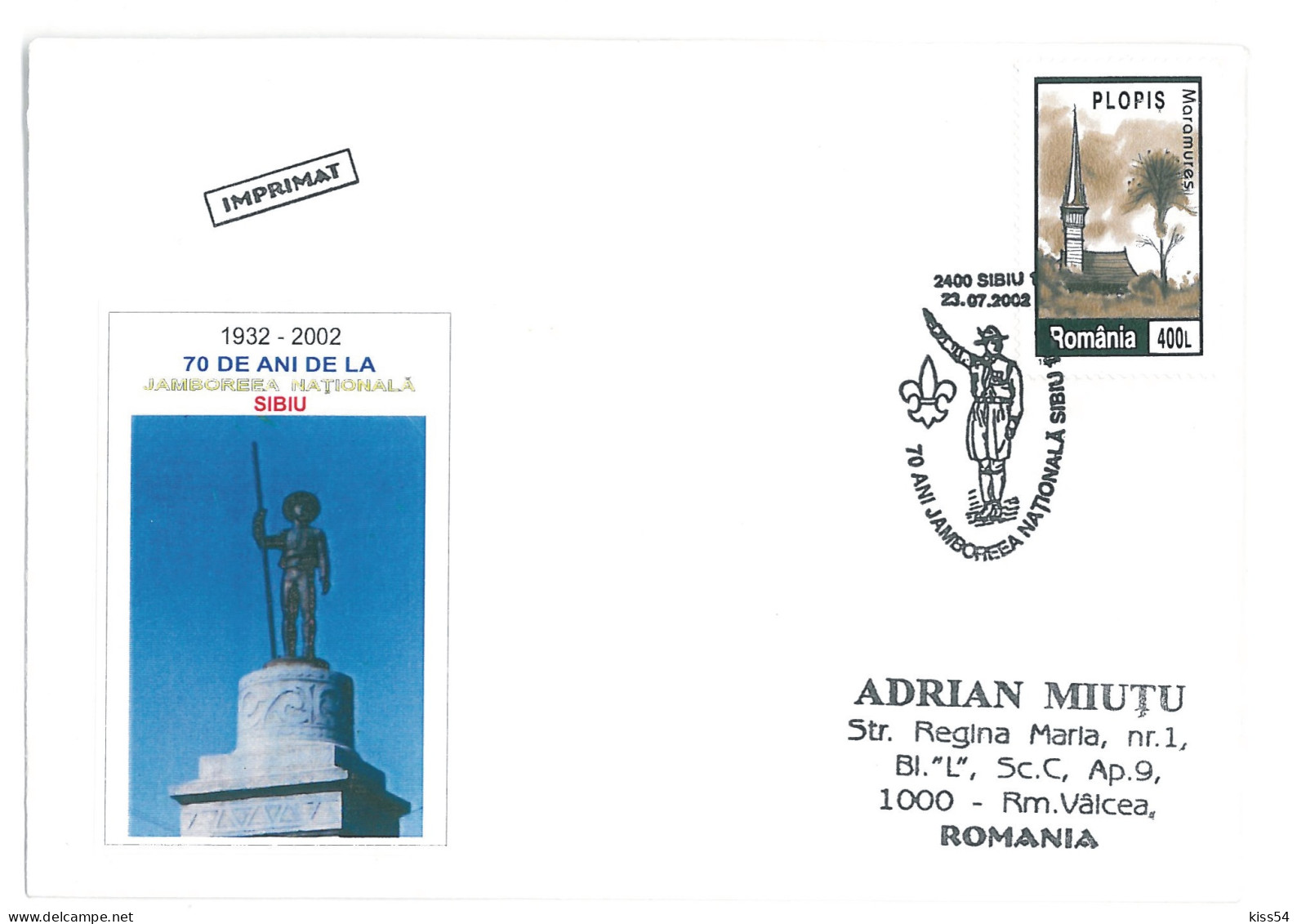 SC 55 - 1341 Scout ROMANIA - Cover - Used - 2002 - Brieven En Documenten