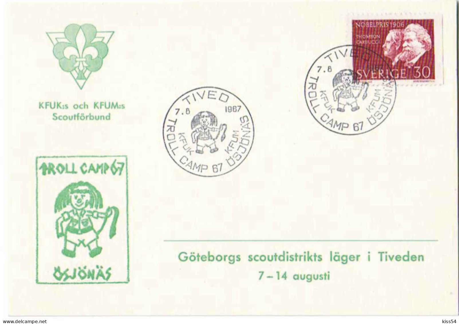 SC 55 - 258 Scout SWEDEN - Cover - Used - 1967 - Covers & Documents