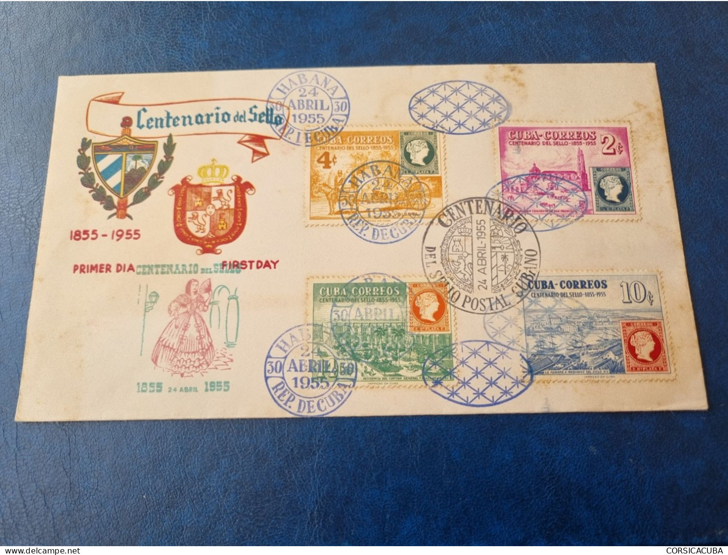 CUBA  PRIMER  DIA  1955   PRIMER  SELLO  CUBANO  Certificada  LILY Pour Une   //  PARFAIT  ETAT  //  1er  CHOIX  // - FDC