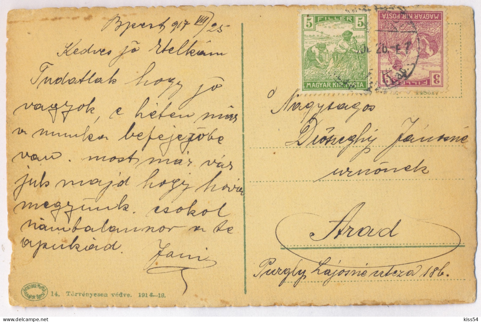 HUN 3 - 792 BUDAPEST, Hungary - Old Postcard - Used - 1925 - Hungary