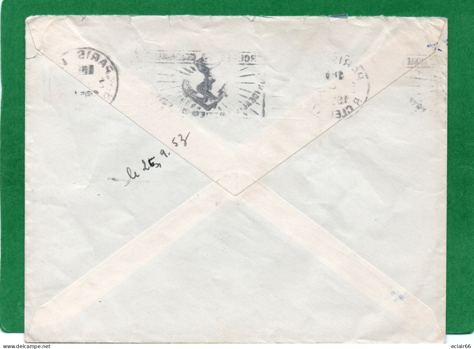Enveloppes 1953 Ministère Postes / 75 PARIS / à Melle Chicard STRASBOURG Flamme Postale Troupes Coloniales - 1950 - ...
