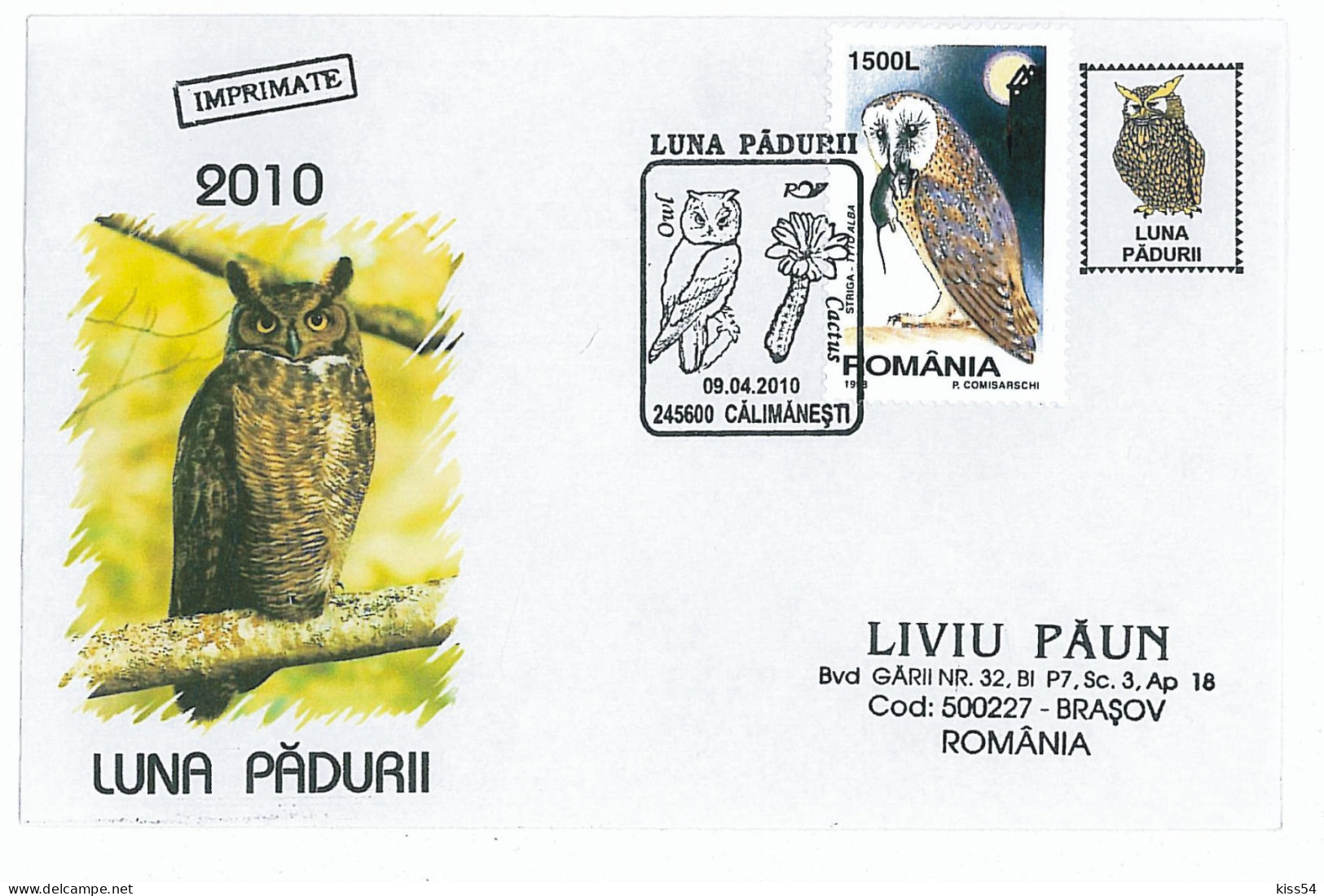 CV 31 - 926 OWL, Romania - Cover - Used - 2010 - Uilen