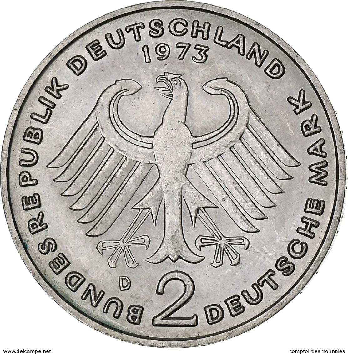 République Fédérale Allemande, 2 Mark, 1973, Munich, Copper-Nickel Clad - 2 Mark