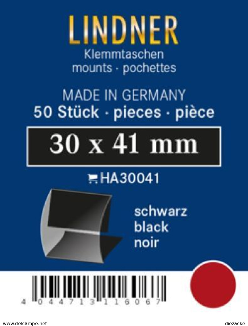 Lindner Klemmtaschen-Zuschnitte Schwarz 30 X 41 Mm (50 Stück) HA30041 Neu ( - Other & Unclassified