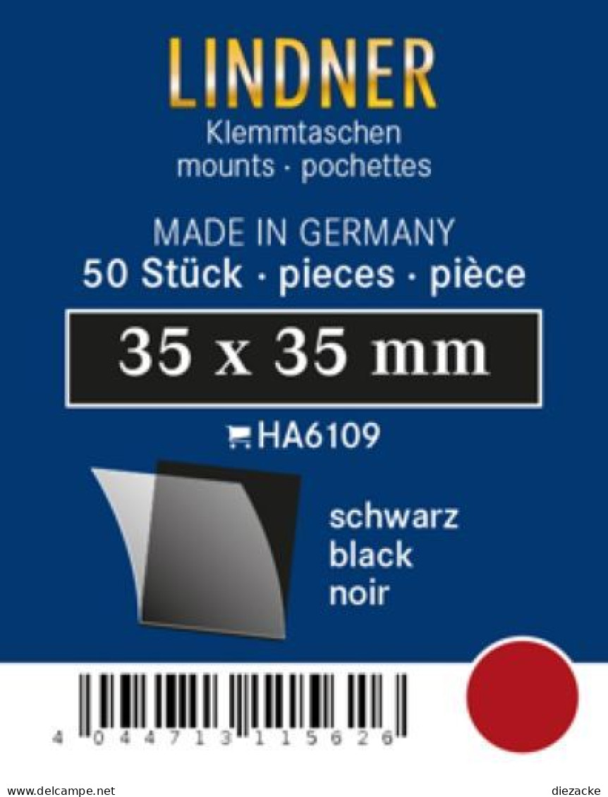 Lindner Klemmtaschen-Zuschnitte Schwarz 35 X 35 Mm (50 Stück) HA6109 Neu ( - Sonstige & Ohne Zuordnung