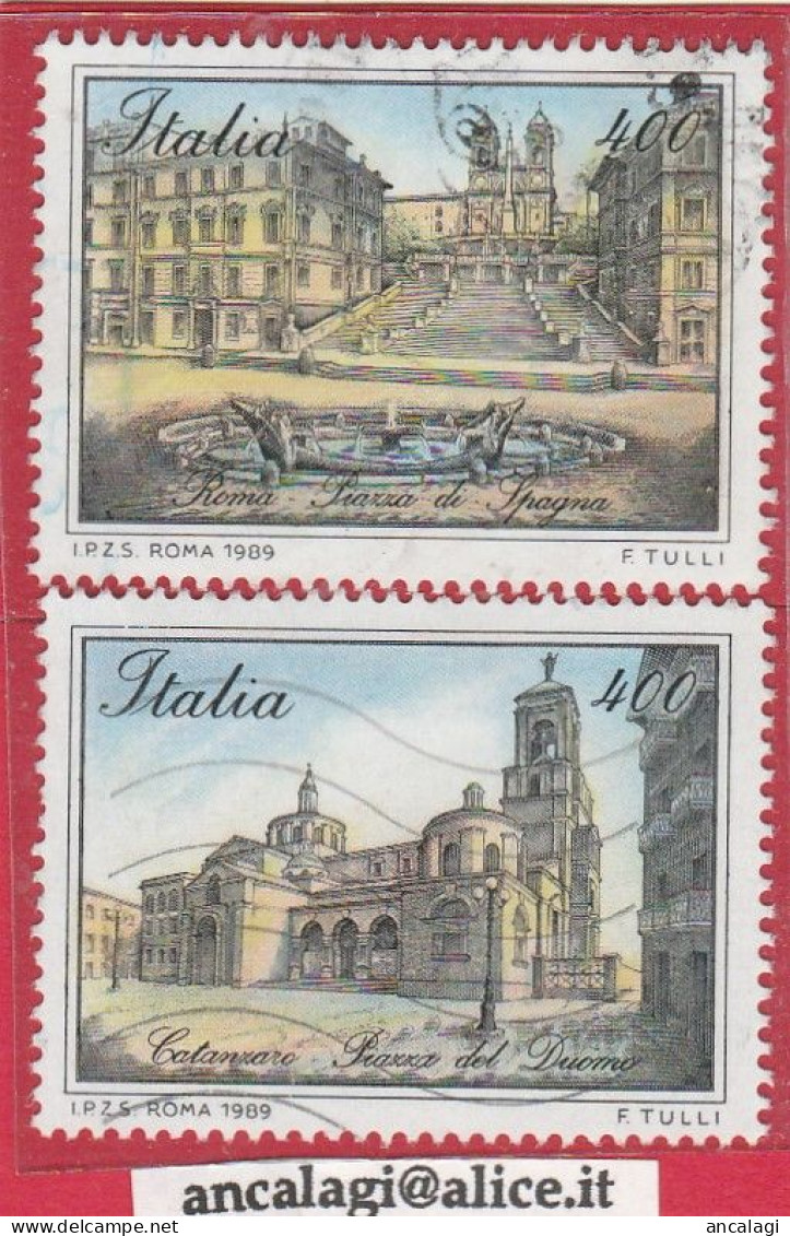 USATI ITALIA 1989 - Ref.0588 "PIAZZE D'ITALIA" Serie Di 2 Val. - 1981-90: Afgestempeld