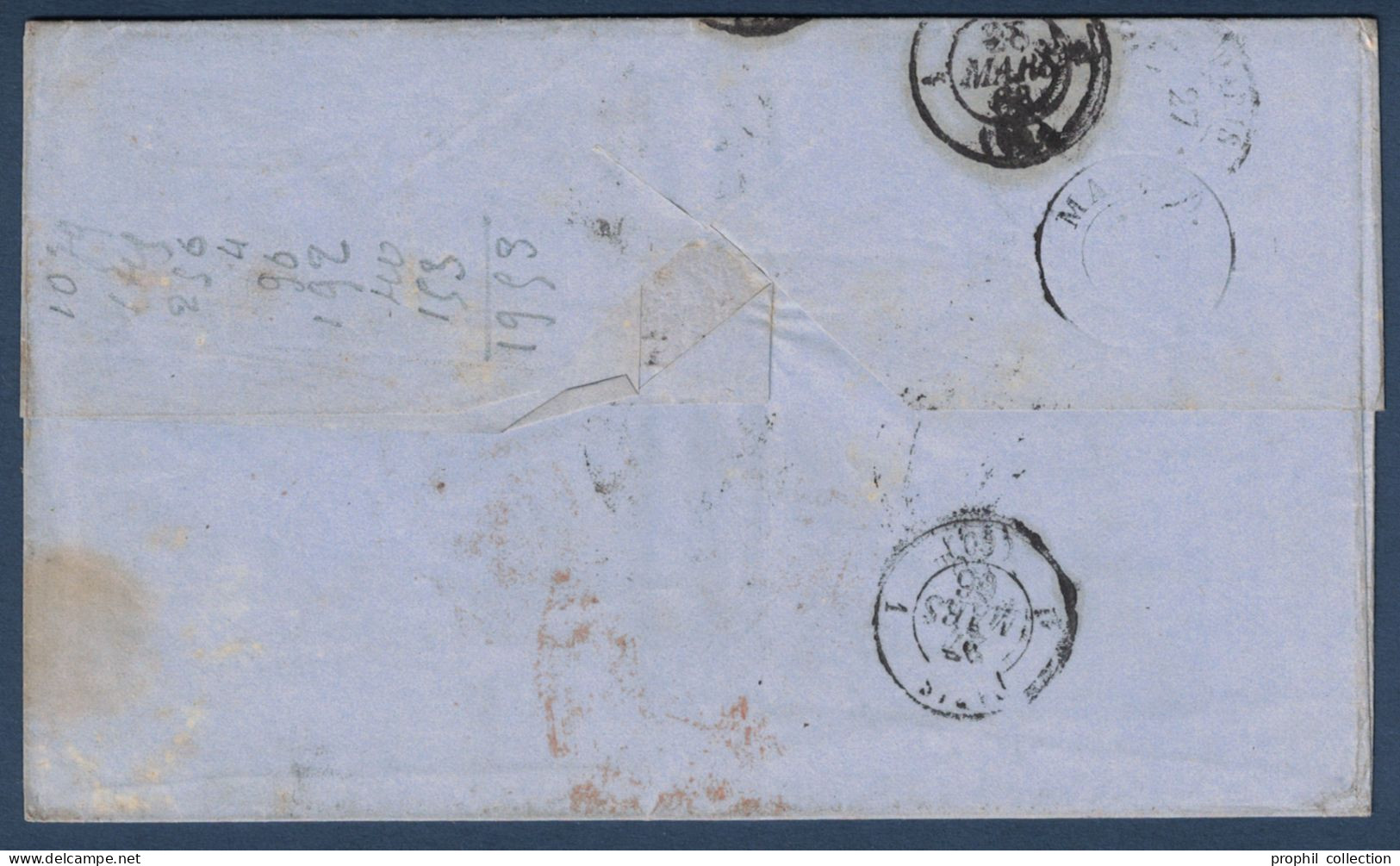 LETTRE COVER MALAGA SPAIN ESPAGNE > FRANCIA CACHET PD TAXE 5 CAD ROUGE ENTRÉE FRANCE ST JEAN DE LUZ 1866 - Lettres & Documents