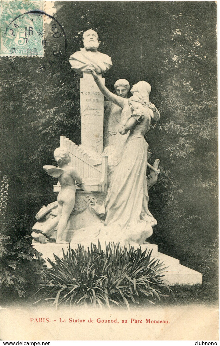 CPA - PARIS - PARC MONCEAU - STATUE DE GOUNOD (IMPECCABLE) - Statues
