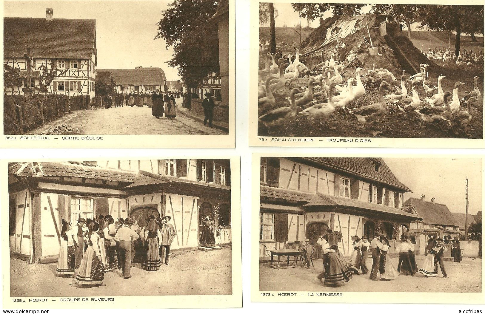 67 CPA 12 Cartes Bouxwiller Hoerdt Schalckendorf Schleithal Uhrwiller Cigognes Oies Maisons Alsaciennes - Bouxwiller