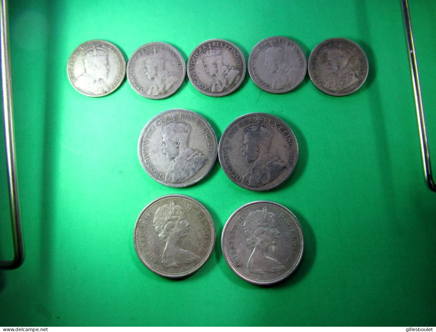 9 Pièces Du Canada En Argent. 5 X 10 Cents (2,33gr) 4 à 92,5% Argent. 4 X 25 Cents (5,83gr) Dont 2 à 92,5% Argent. - Canada