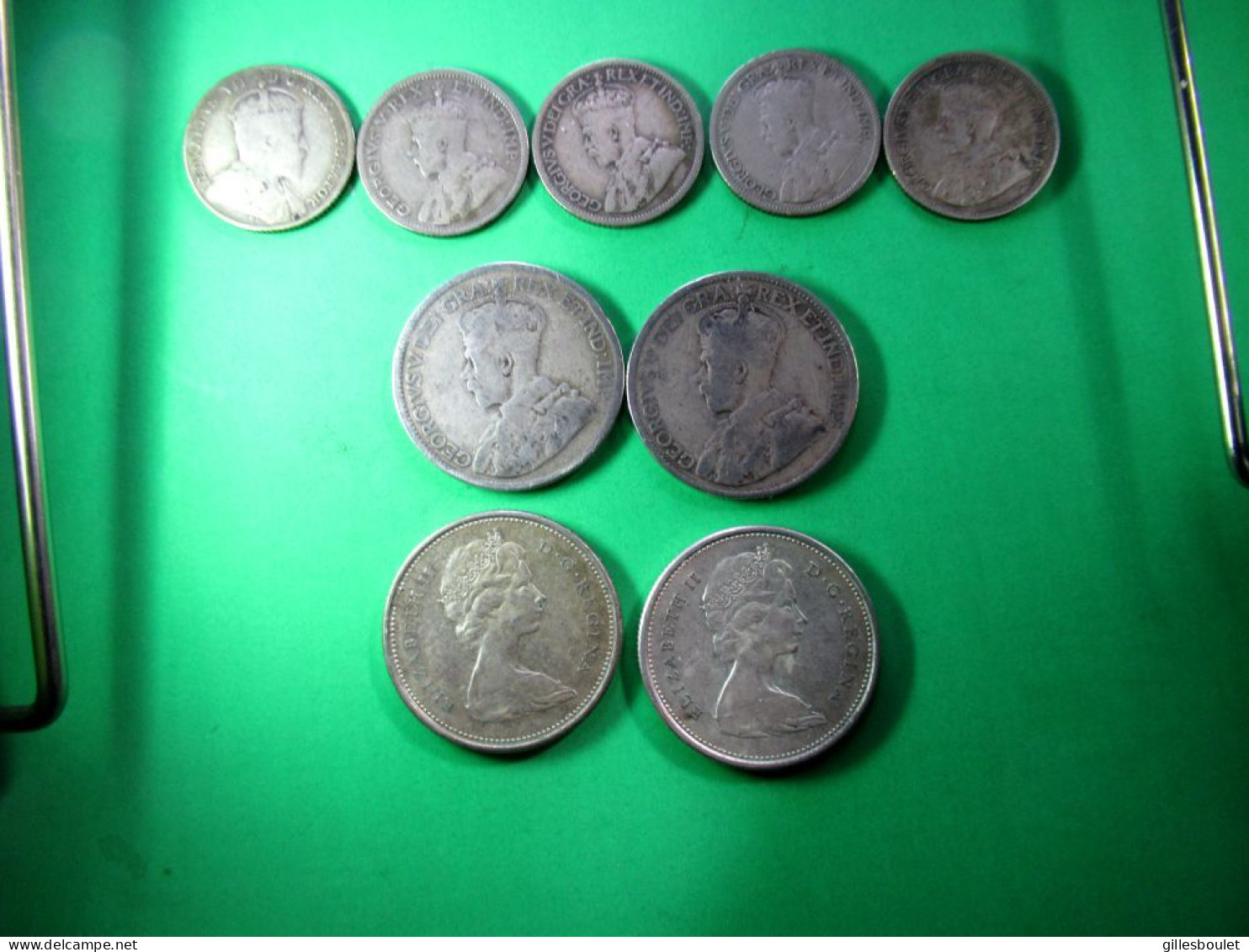 9 Pièces Du Canada En Argent. 5 X 10 Cents (2,33gr) 4 à 92,5% Argent. 4 X 25 Cents (5,83gr) Dont 2 à 92,5% Argent. - Canada