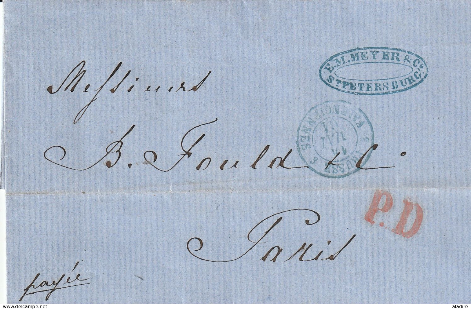 1834 - 1863 - 6 entire letters from Moscow & St Petersburg to Paris, Bordeaux and Reims, France - 12 scans