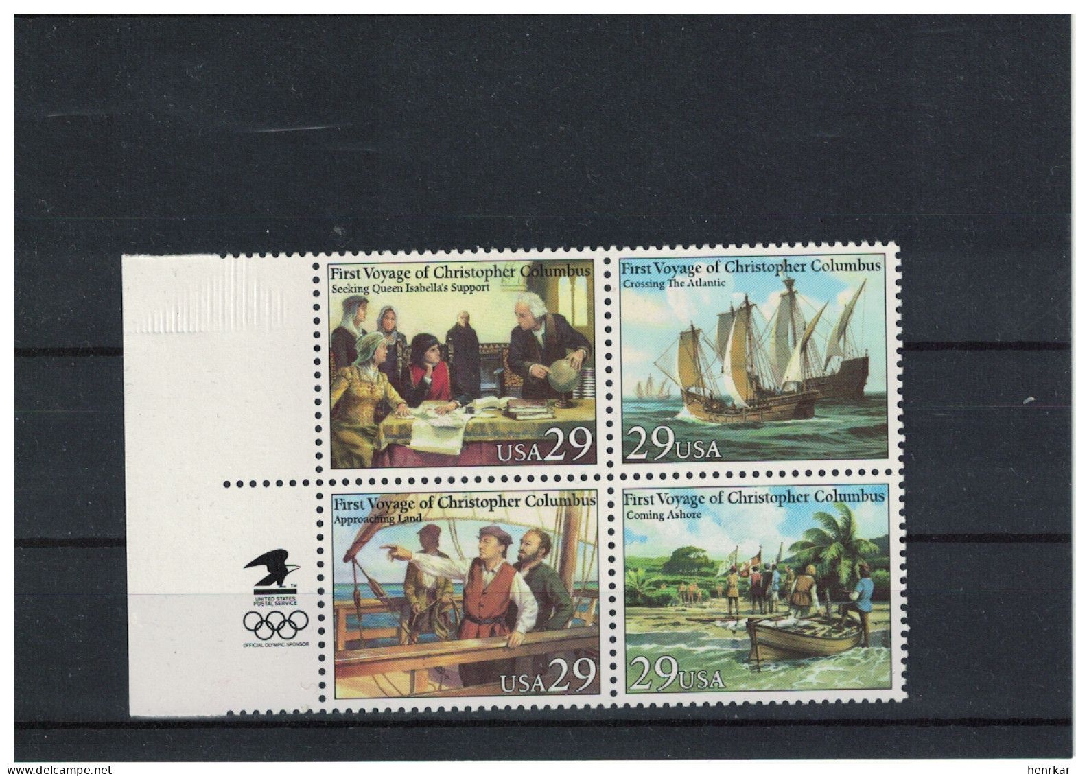 United States 1992 Voyage CH. Columbus Bl. Of 4 MNH - Unused Stamps