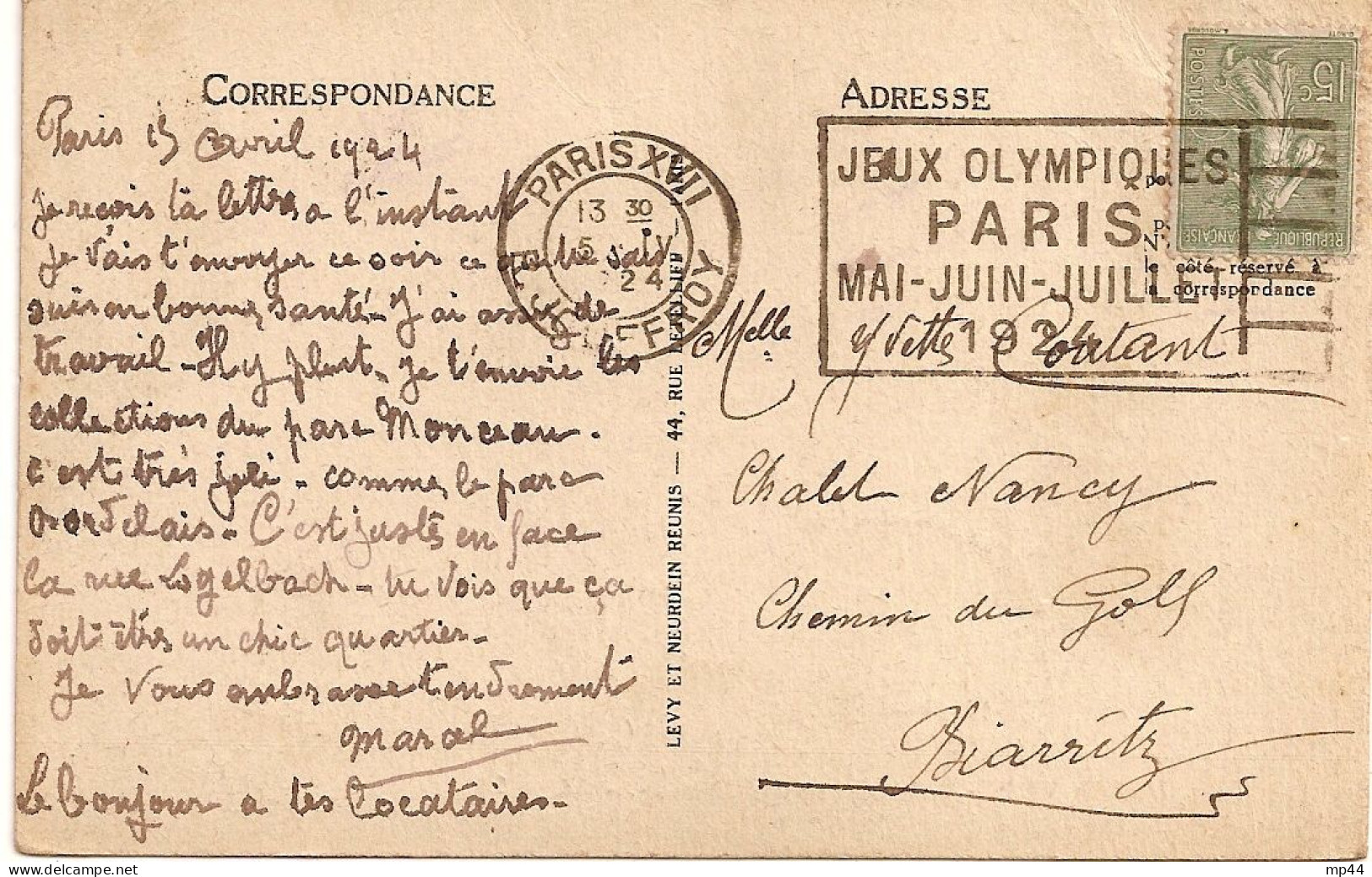 1I6 --- 75 PARIS XVII Flier Jeux Olympiques 1924 - Sommer 1924: Paris