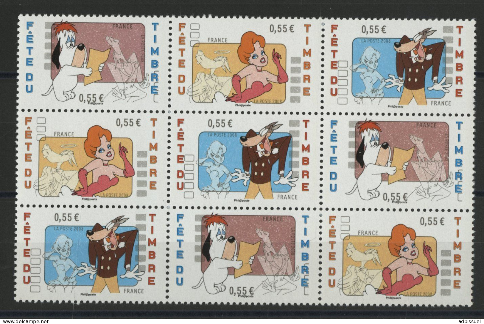 FRANCE N° 4147 à 4148 Tex Avery, Droopy, La Girl Et Le Loup Bloc De 3 Triptyques Neufs ** (MNH) - Ungebraucht