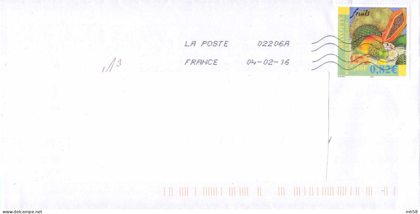 MAYOTTE - N° 106 Sur Enveloppe De 2016 Oblitérée En France - 5f40 / 0,82 € Fruits - Storia Postale