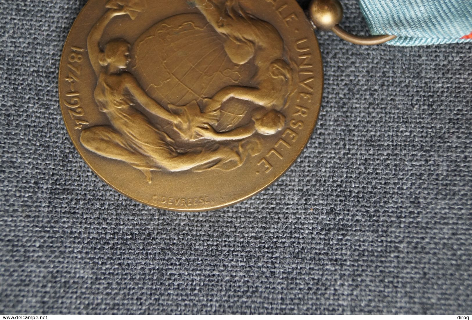 RARE Médaille En Bronze Union Postale Universelle, 1874-1924,signé Devreese,poste,timbre - Otros & Sin Clasificación
