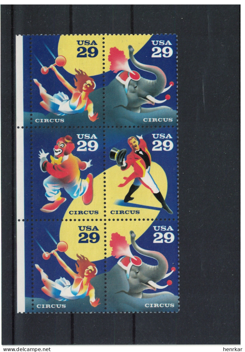 United States 1993 Circus BL. OF 6 MNH - Unused Stamps