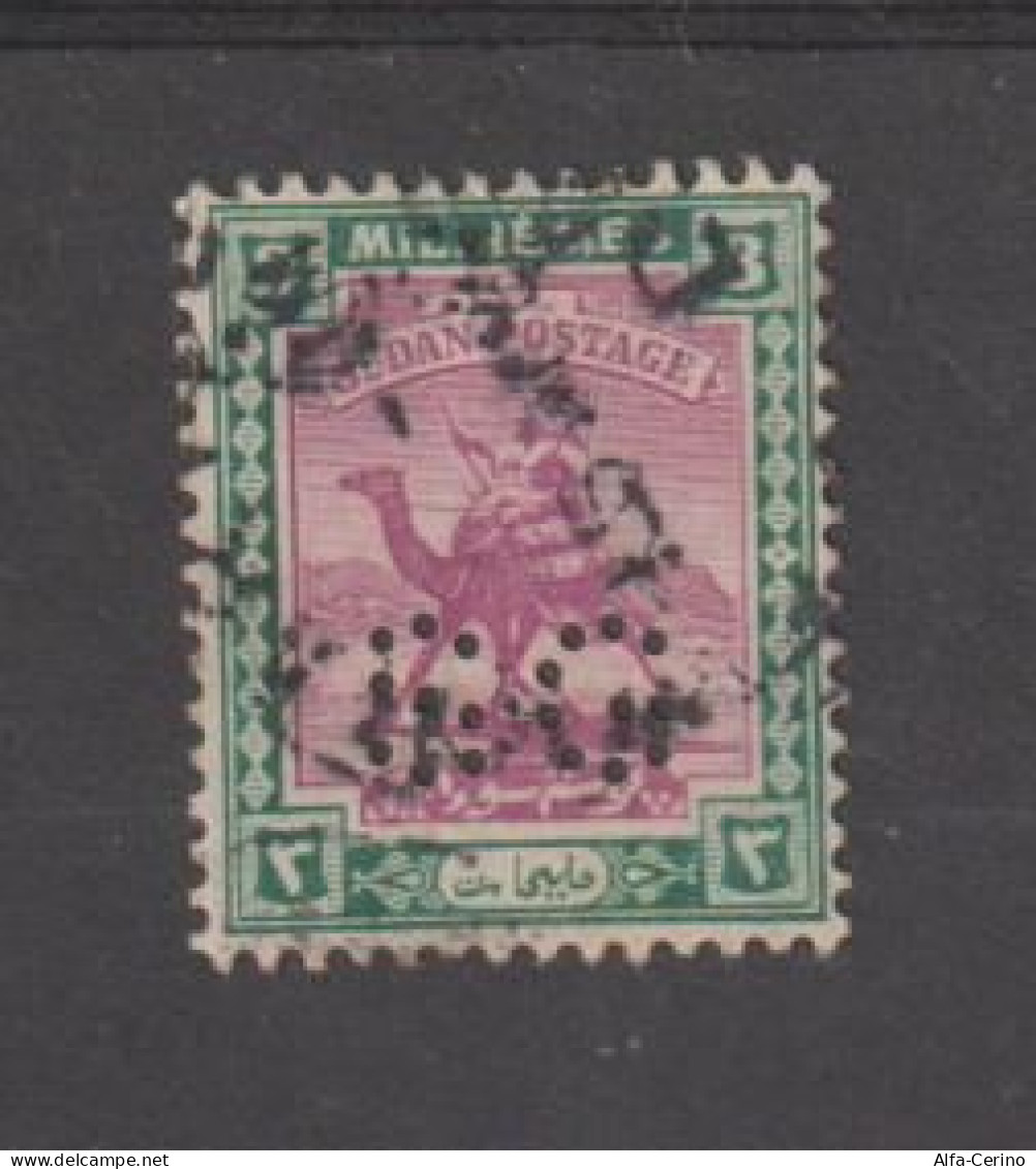 SUDAN  FREAKS:  1921/22  CAMELER  -  3 M.  USED  STAMP  -  PERFIN  -  YV/TELL. 31 - Sudan (...-1951)