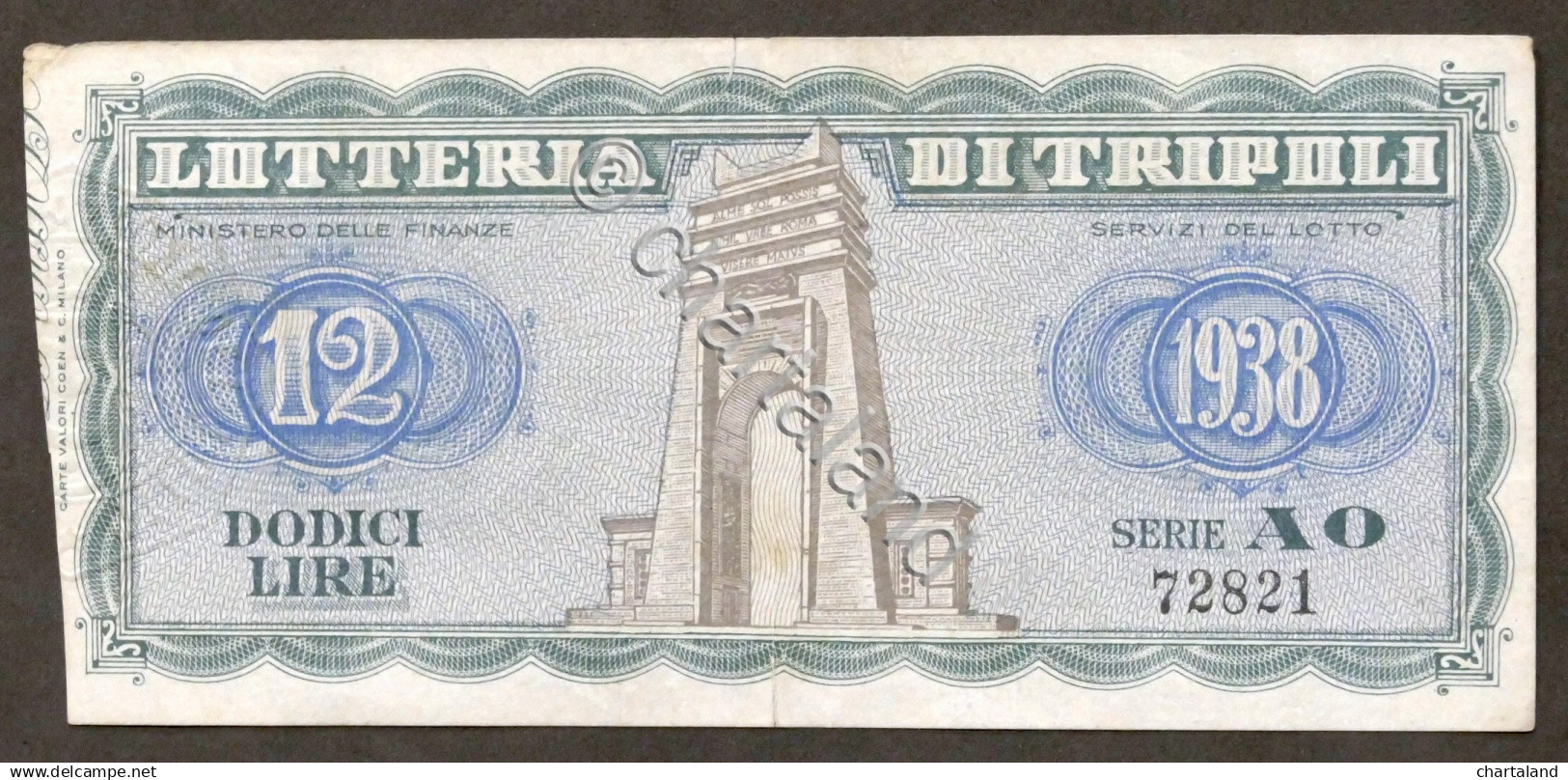 Biglietto Lotteria Di Tripoli - Maggio 1938 - Billets De Loterie