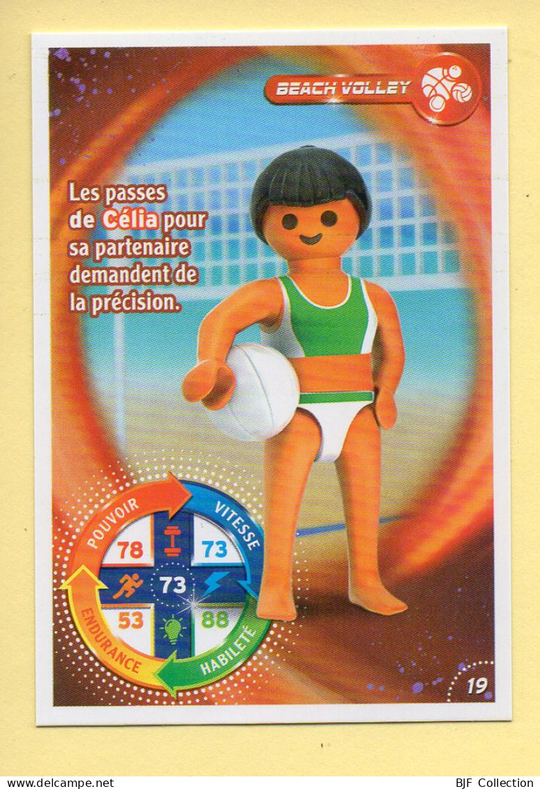 Carte Playmobil N° 19 / Beach Volley / Célia / Le Monde Du Sport / Carrefour Market - Autres & Non Classés