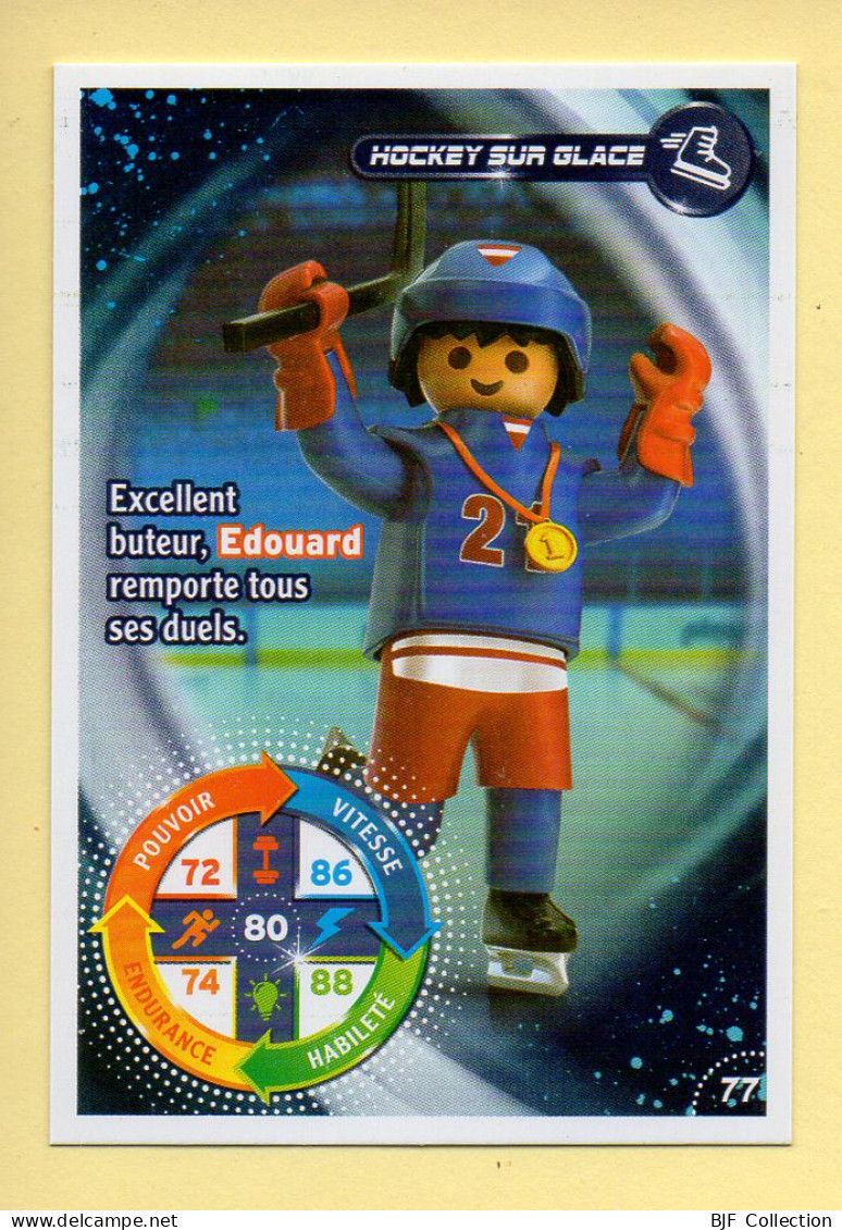 Carte Playmobil N° 77 / Hockey Sur Glace / Edouard / Le Monde Du Sport / Carrefour Market - Autres & Non Classés