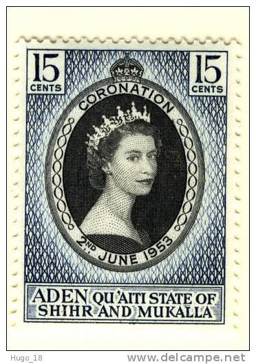 1953 QUEEN ELIZABETH CORONATION   ADEN SHIHR AND MUKALLA - Aden (1854-1963)