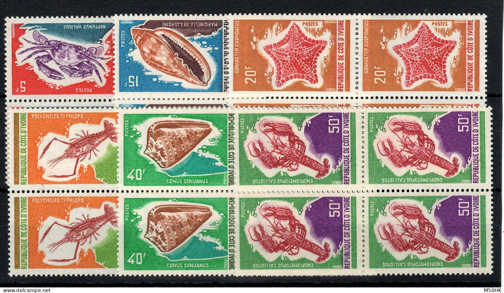 Cote D'Ivoire - YV 312 à 317 N** MNH Luxe Complète En Blocs De 4 , Coquillages - Côte D'Ivoire (1960-...)