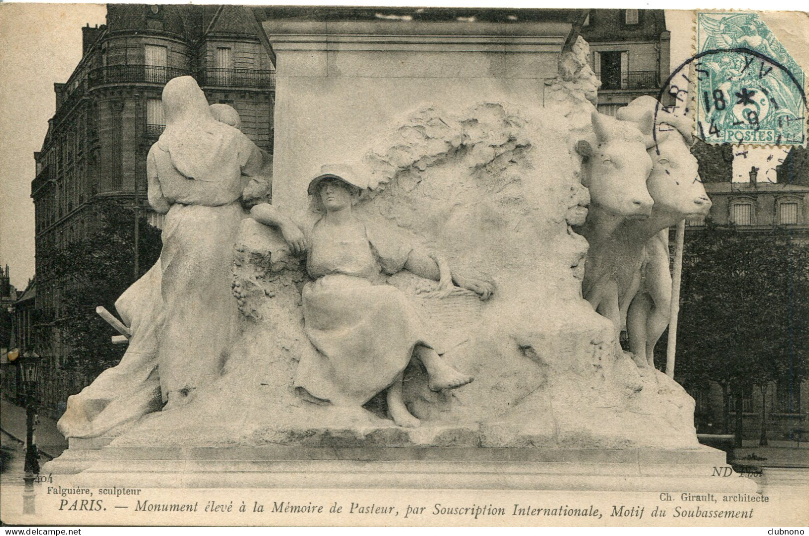 CPA -  PARIS -  MOMUMENT PASTEUR - MOTIF DU SOUBASSEMENT (2) - Statuen